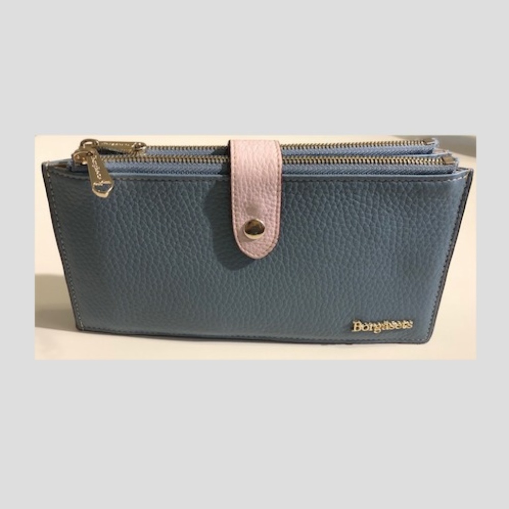 Borgasets Blue Leather Wallet/Wristlet